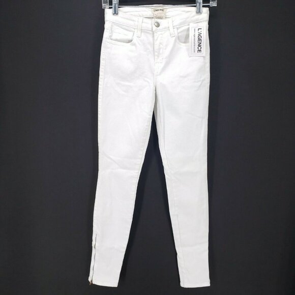 L’AGENCE White Jeans Ankle Zip Skinny